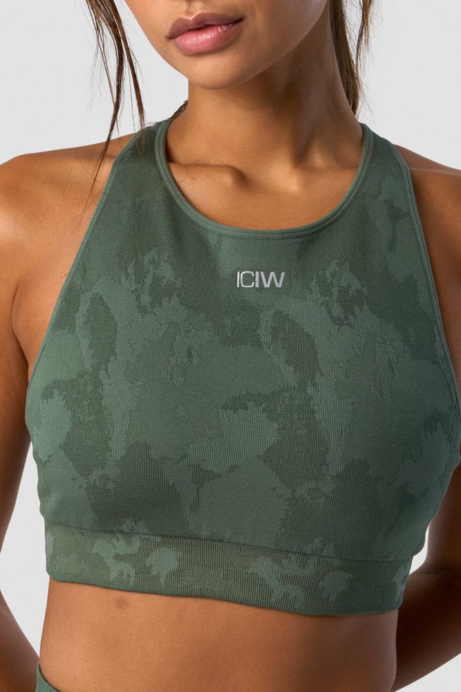 camo seamless sports bra green