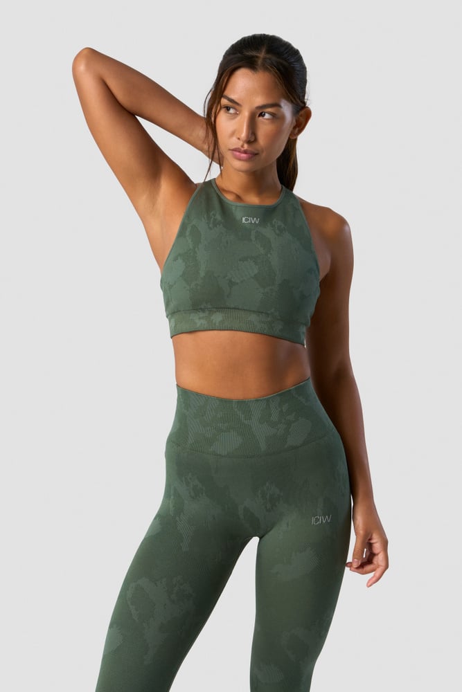 camo seamless sports bra green