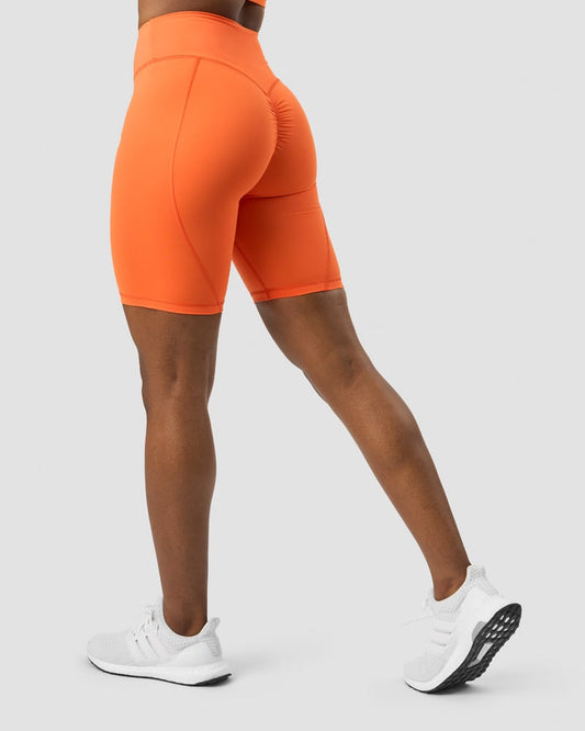 scrunch v-shape biker shorts orange