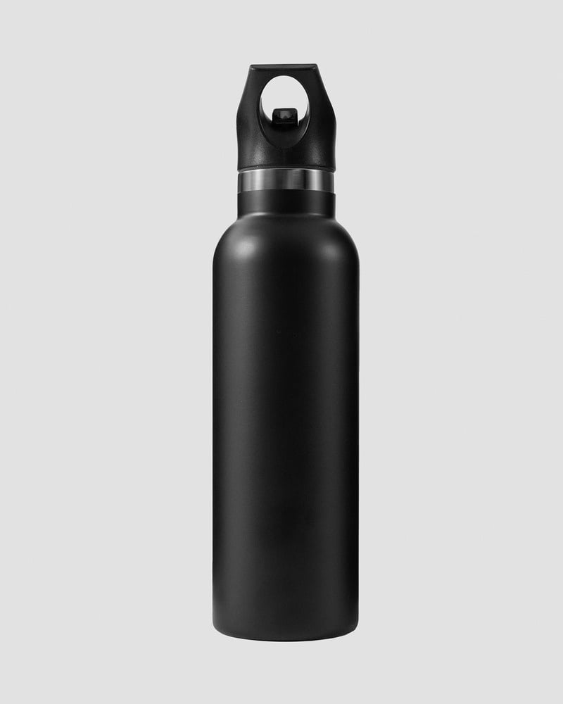 stainless steel water bottle black w. black logo 600ml