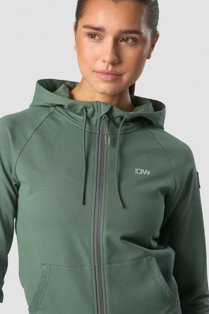 activity zip hoodie wmn dark sage green