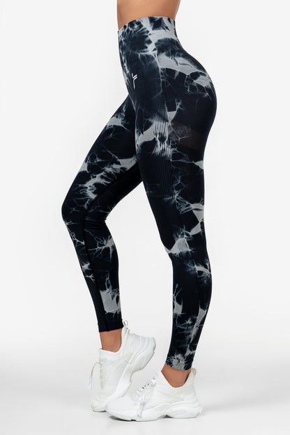 Black Tie Dye Scrunch Leggings - for dame - Famme - Leggings