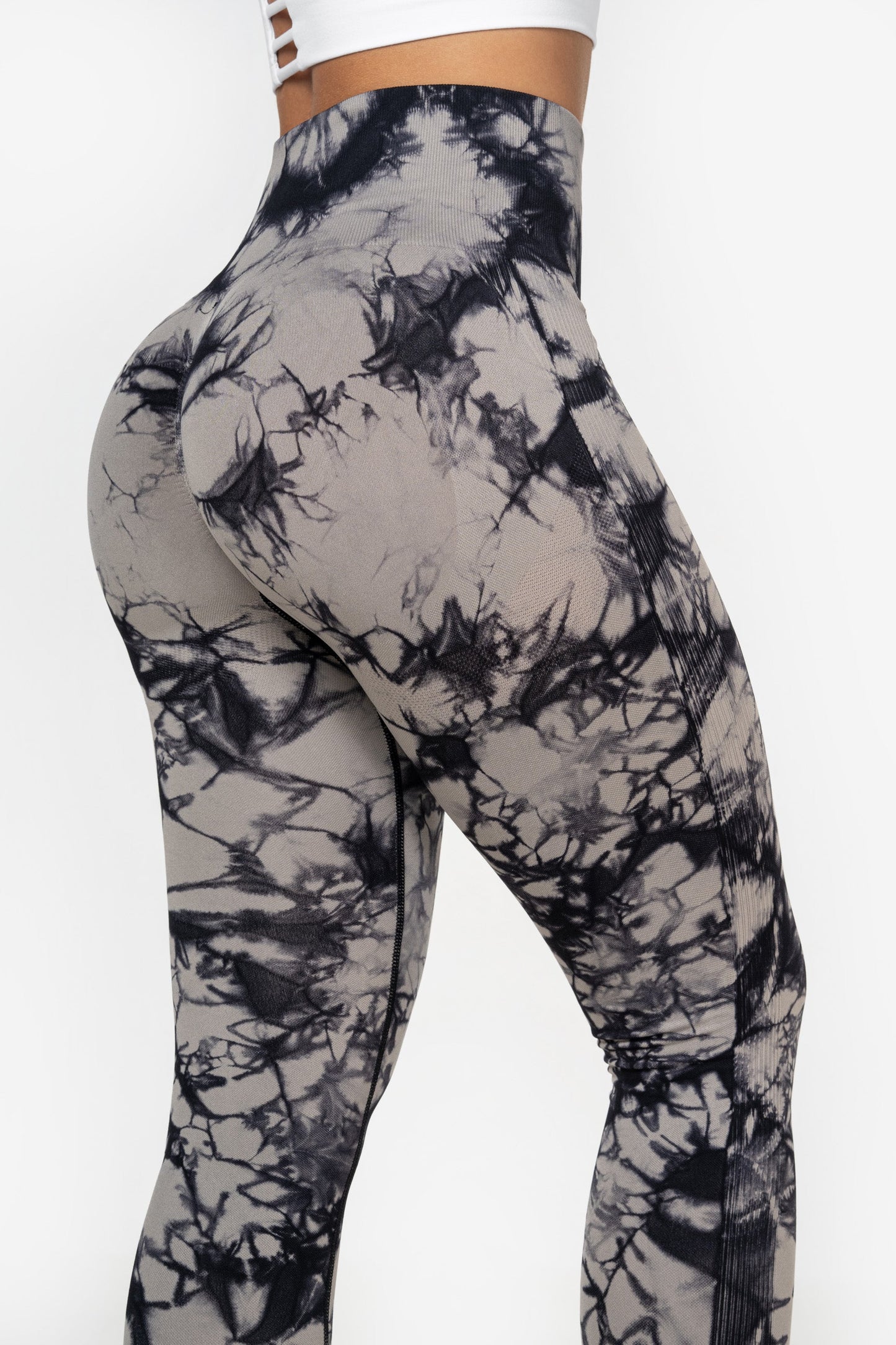 Grey Tie Dye Scrunch Leggings - for dame - Famme - Leggings