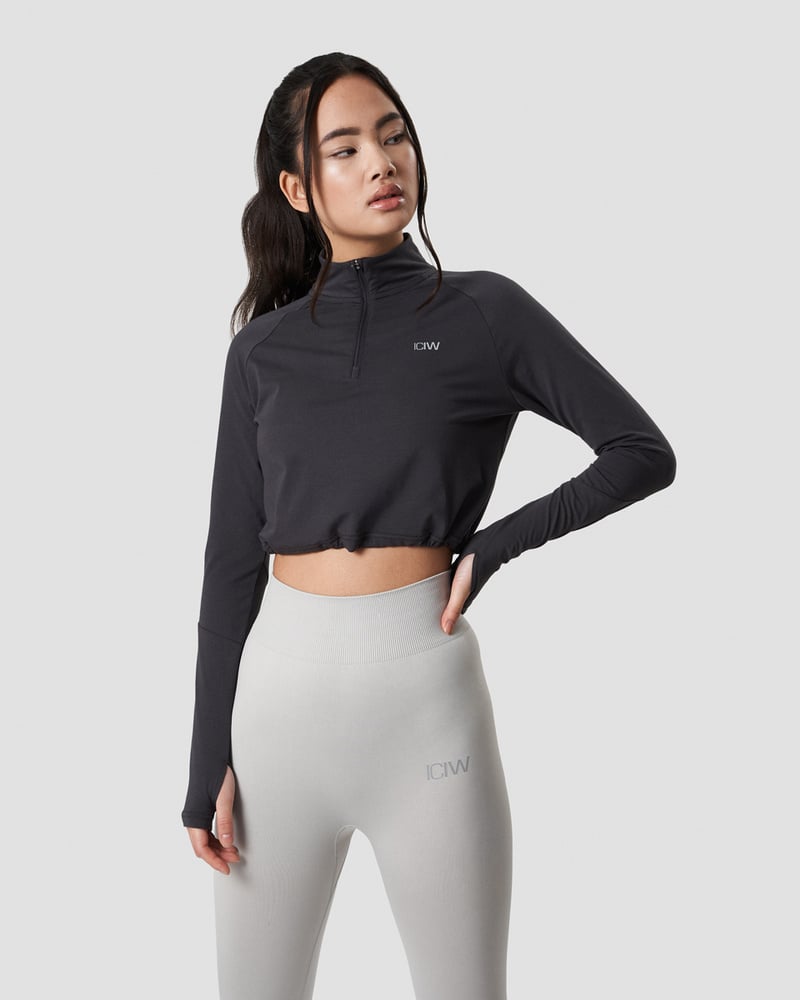 define cropped 1/4 zip adjustable graphite