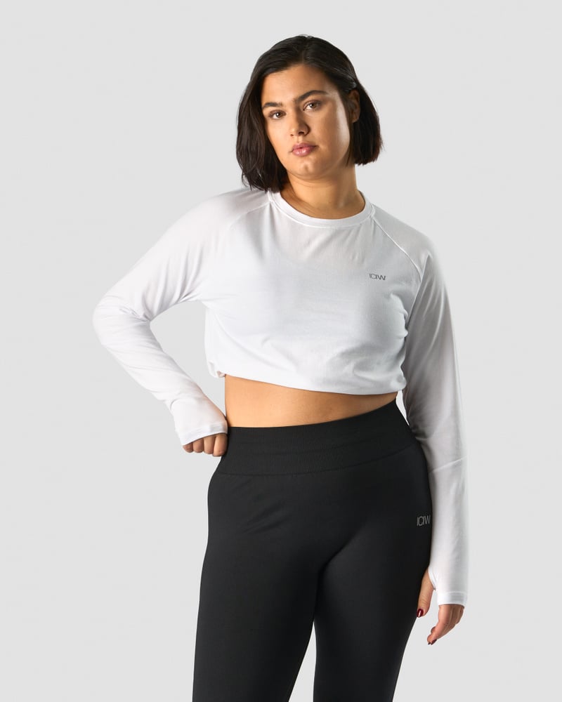 define cropped adjustable long sleeve white