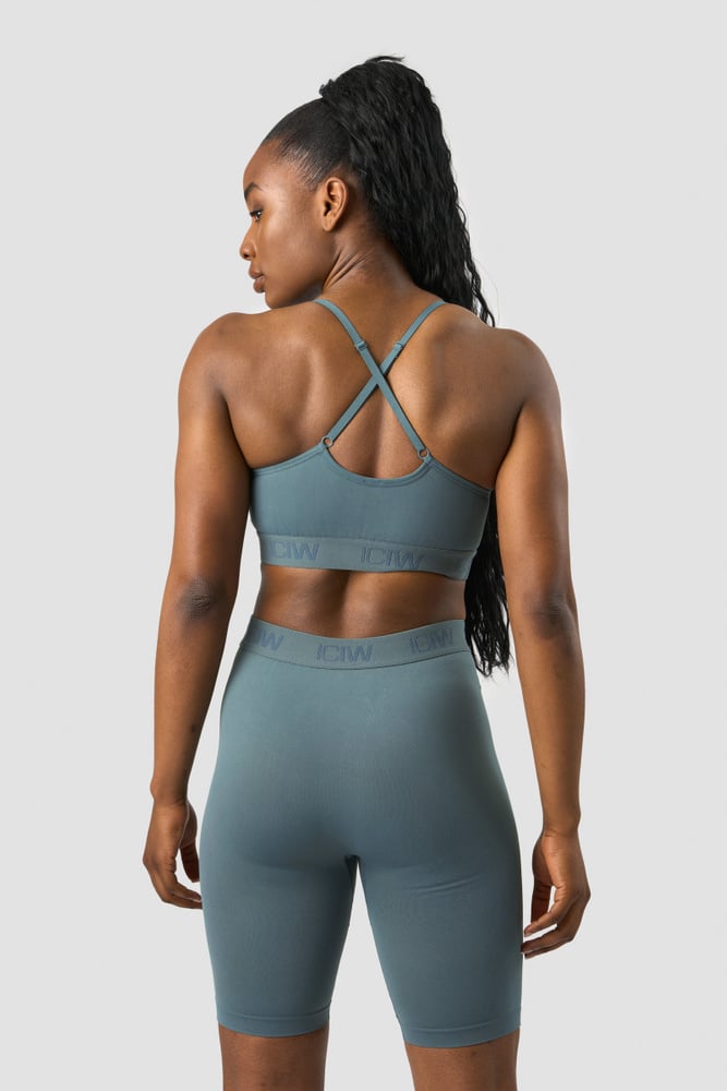 define seamless logo strappy sports bra jungle green