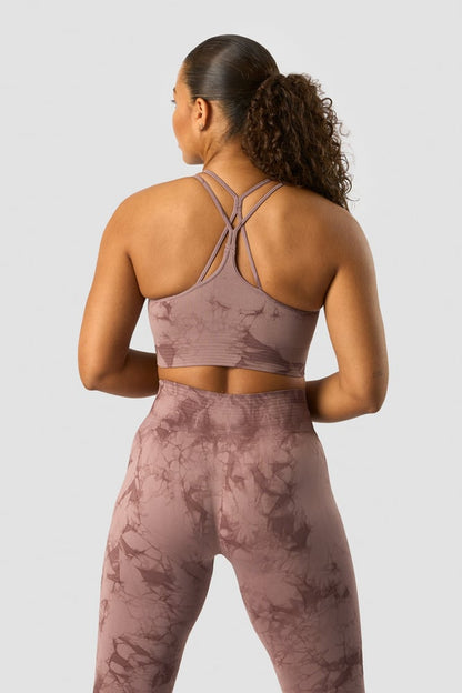 define seamless tie dye sports bra mauve