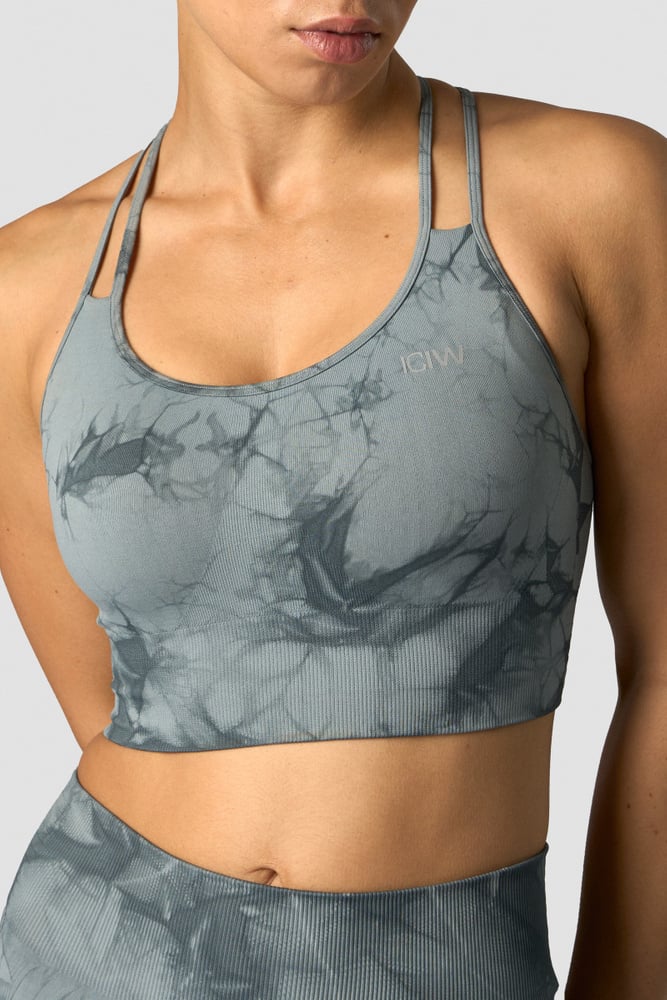 define seamless tie dye sports bra stormy blue