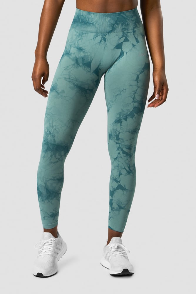 define seamless tie dye tights teal