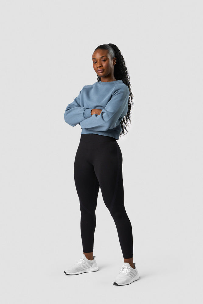 everyday cropped crewneck steel blue