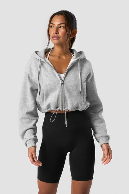 everyday cropped hoodie wmn light grey melange