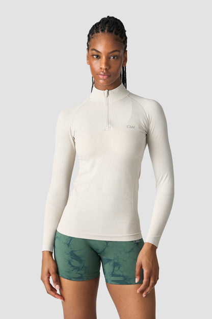 everyday seamless 1/4 zip wmn greige