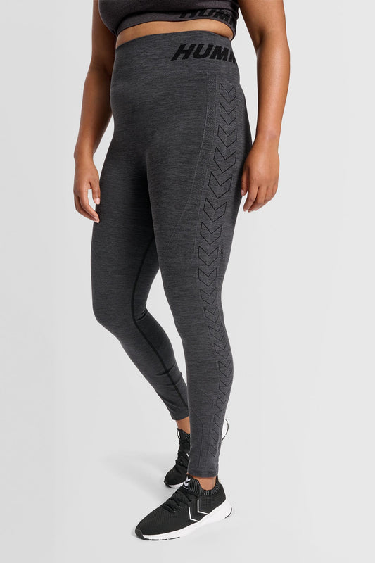 HUMMEL - Hmlte Curve Seamless Mw Tights - Black Melange