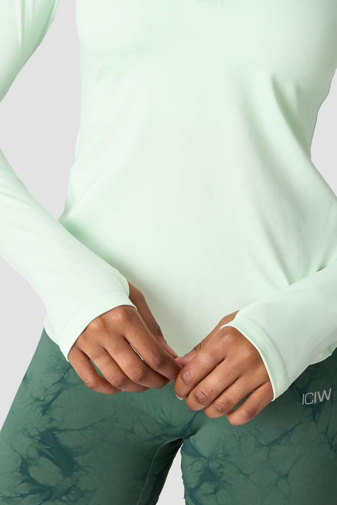 ICANIWILL - Everyday Long Sleeve 1/4 Stripe Zipper - Mint