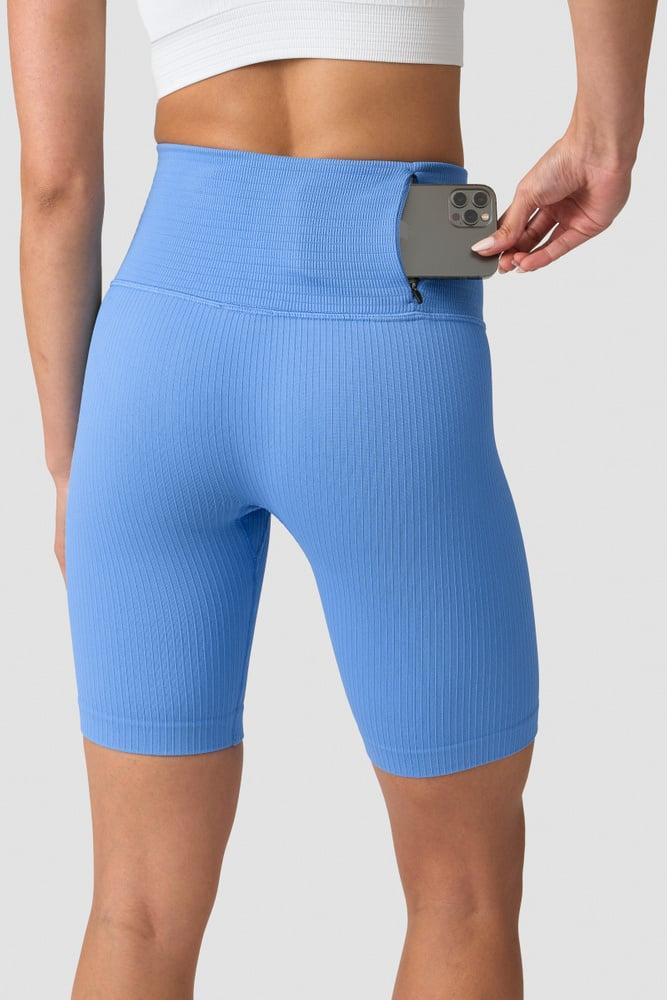 ICANIWILL - Ribbed Define Seamless Pocket Biker Shorts - Pacific Blue