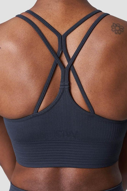 ICANIWILL - Ribbed Define Seamless Sports Bra - Smokey Blue