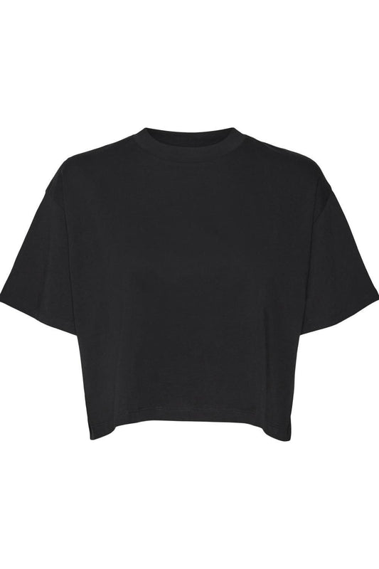 NOISY MAY - Alena S/s O-neck Semicrop Top - Black