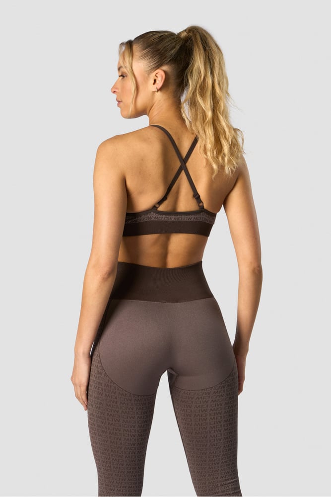 signature seamless sports bra dark brown