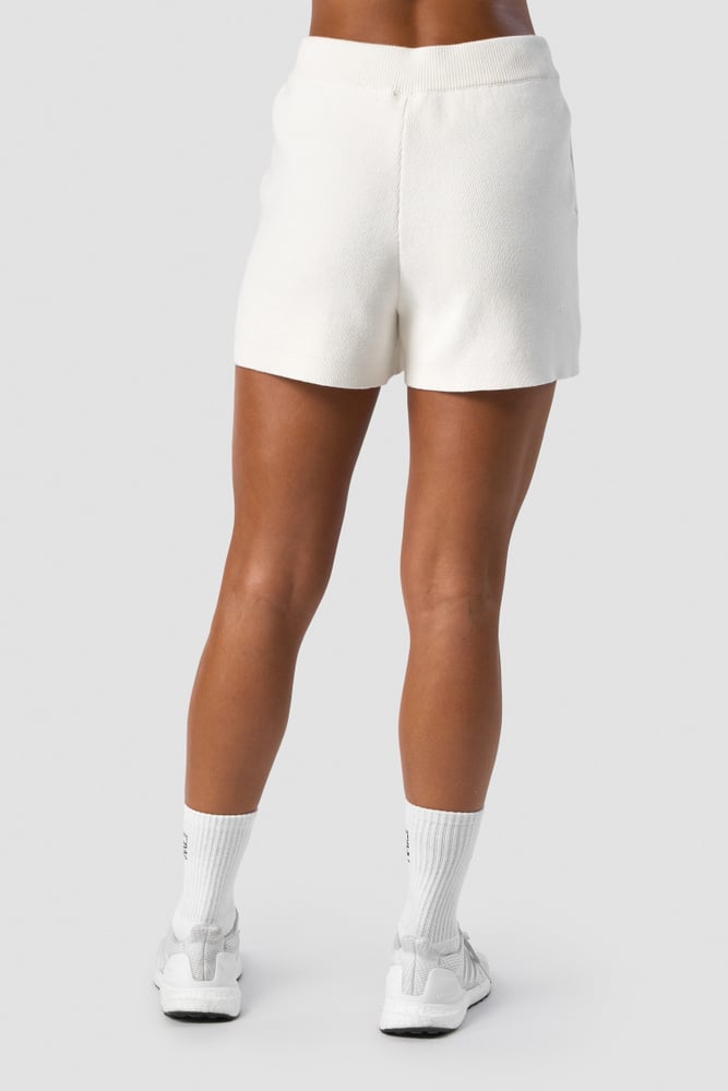 soft knit shorts white