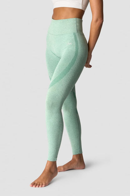 soft seamless tights wmn light green melange