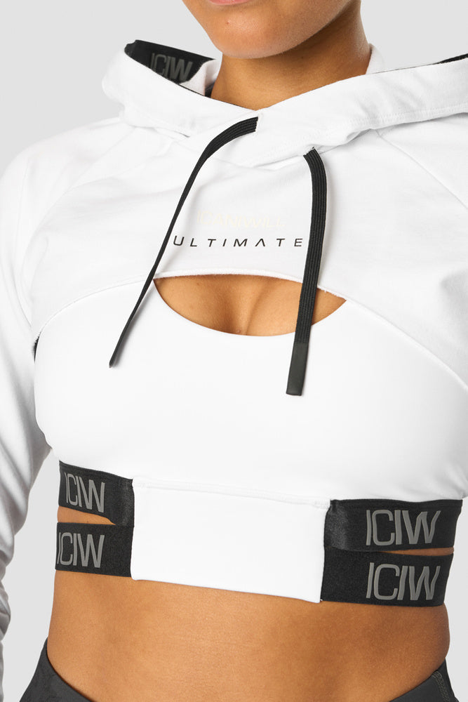 ultimate training cropped hoodie white